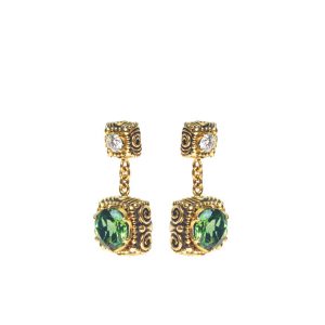 Green Tourmaline and Diamond Dawn earrings.-S291