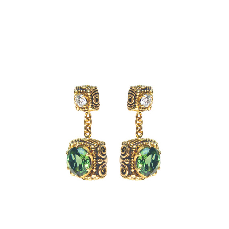 Green Tourmaline and Diamond Dawn earrings.-S291