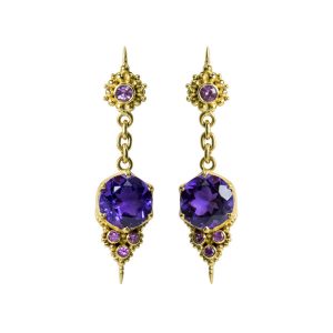 Amethyst Crown earrings with Pink Sapphires - dhb151