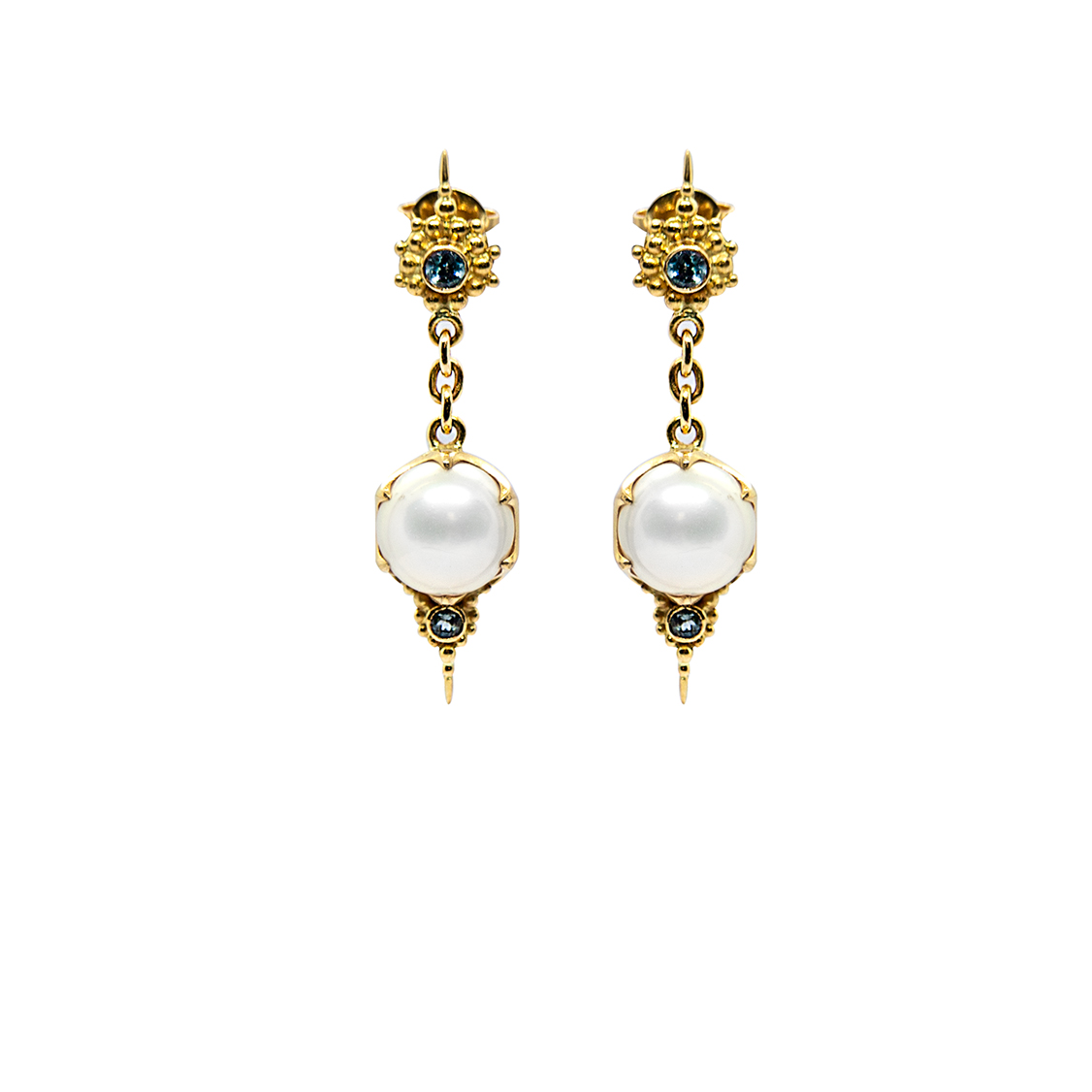 Pearl and Aquamarine Crown drop earring – dhb147