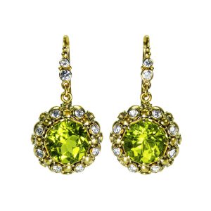 peridot boudoir earrings with diamonds -k315a