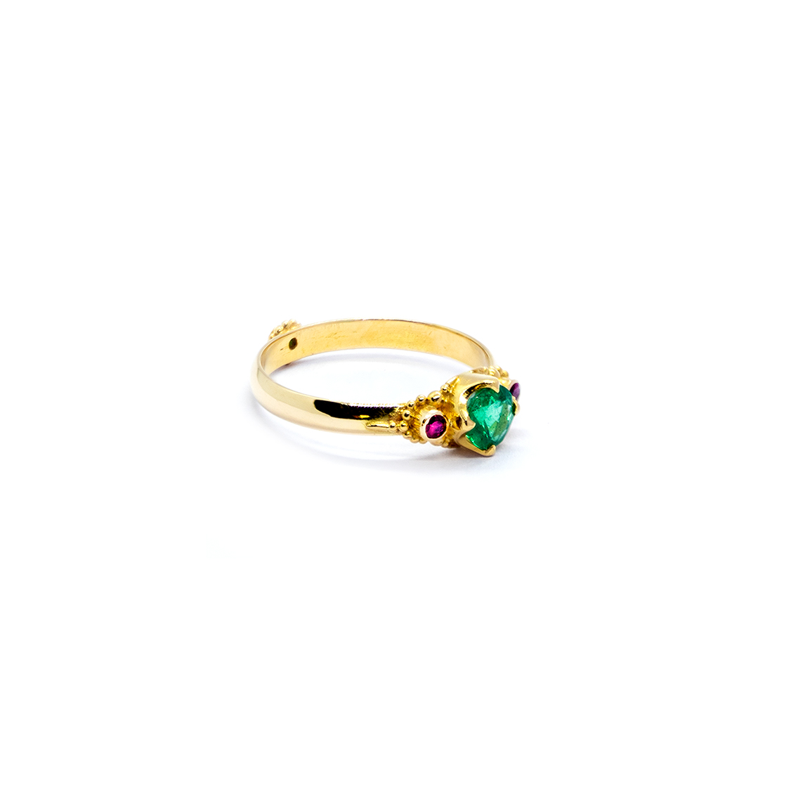 Emerald Mini Crown ring with Rubies – su74