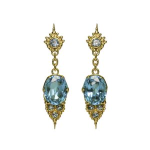 Blue Topaz Crown earrings with Aquamarines -su77