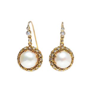 Pearl and Diamond boudoir earrings. -Dh39