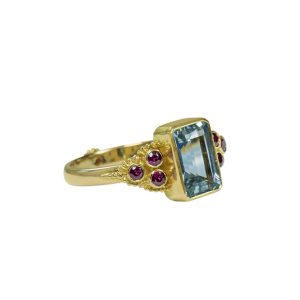 Aquamarine Treasure ring with Rubies-dhb174