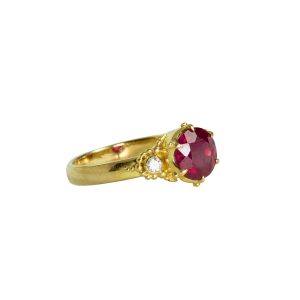 Ruby Crown Ring with Diamonds-Km71
