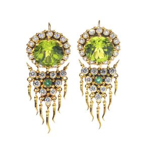 Peridot and diamonds Agni earrings -s287