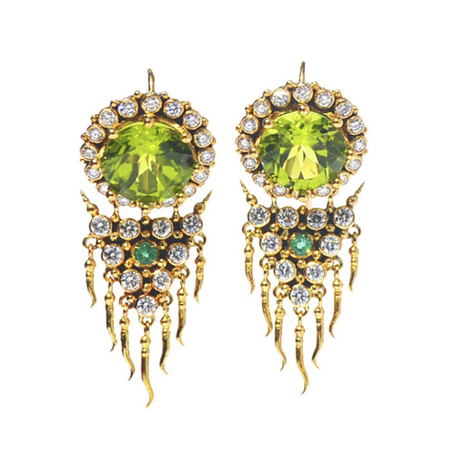 Peridot and diamonds Agni earrings -s287