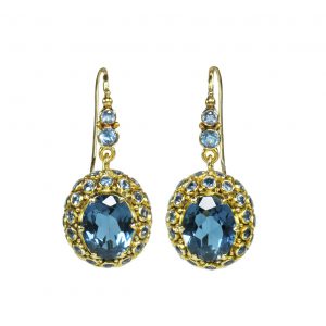 Blue Topaz Princess earrings with Aquamarines and Blue Topaz.-s576