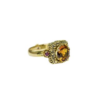 Citrine Dawn ring with Rubies-su99
