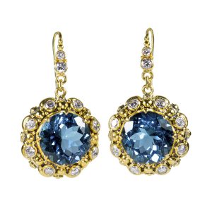 Blue Topaz Boudoir earrings with Diamonds-dhb165