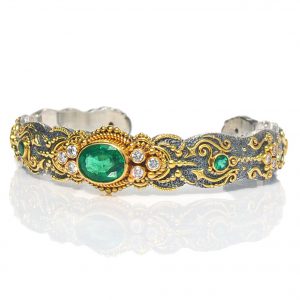 Emerald and Diamonds Agni bangle -d296