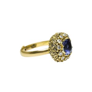 Iolite mystic ring with Diamonds and aquamarines-S469