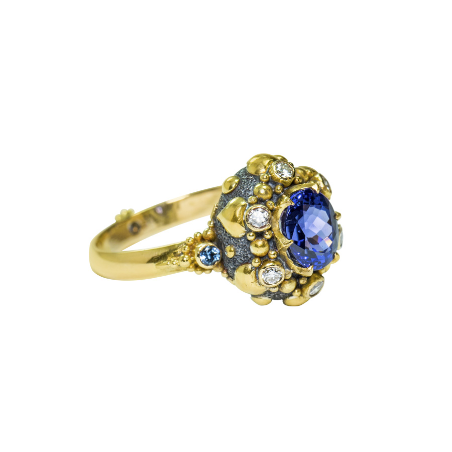 Tanzanite Seaflower Ring with Diamonds   BN294
