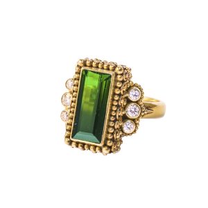 Green Tourmaline Mystic Treasure ring with Diamonds -s538