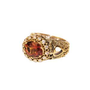 Madeira Citrine Heart ring with Diamonds -S589