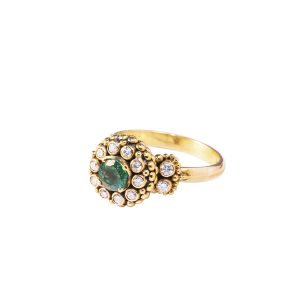 Emerald and Diamonds Gold mini Chalice ring -SU95
