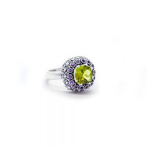 Peridot Mystic Ring with Amethyst Set in Sterling Silver- DHB308