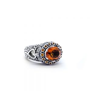 Citrine Heart Ring with OrangeSapphire Set in Sterling Silver DHB310
