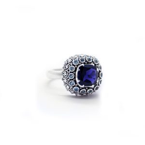 Iyolite Mystic Ring with Aquamarine Set in Sterling Silver - KM145