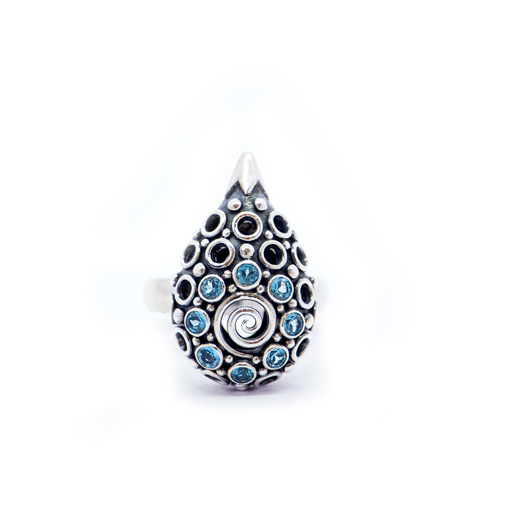Blue Topaz Tilak Ring set in Sterling Silver S635