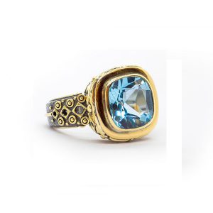 Blue Topaz Statement Ring set in rich 22ct Gold - S690