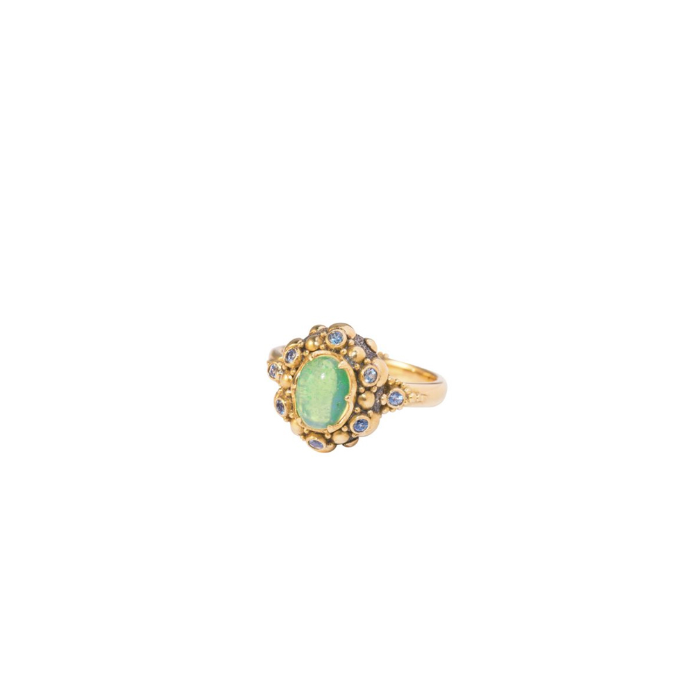 Opal Seaflower Ring with aquamarines- DHB243