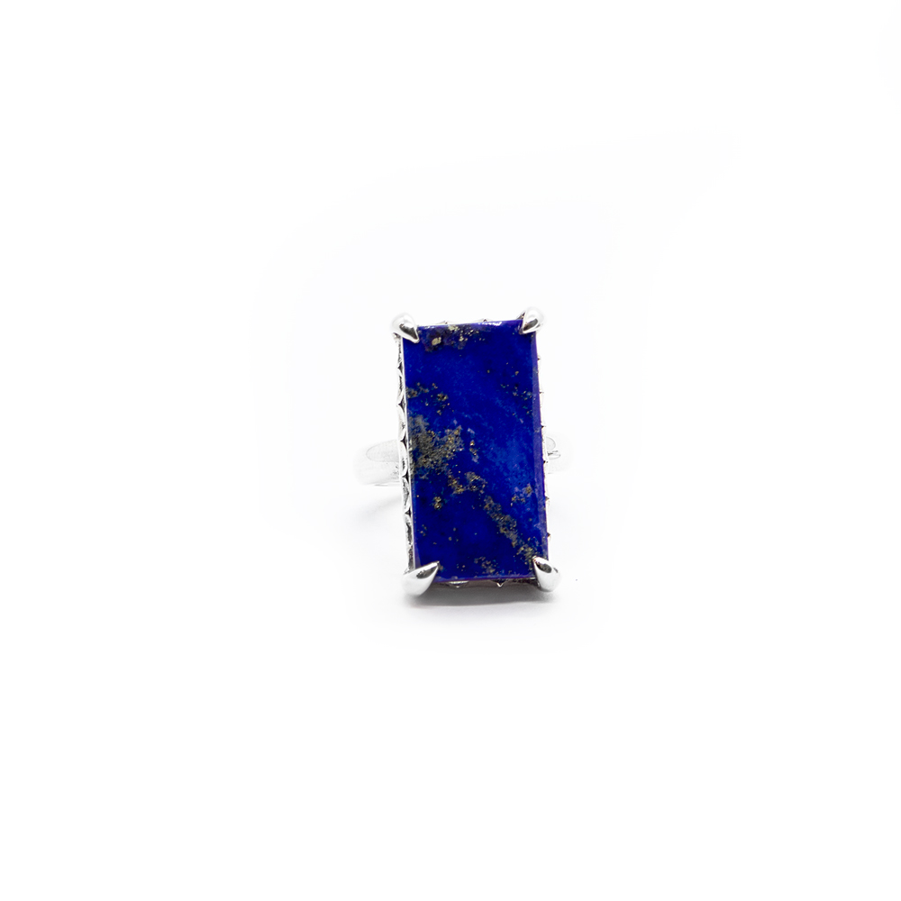 Lapis Lazuli Crown Ring with Amethyst Set in Sterling Silver – DHB238