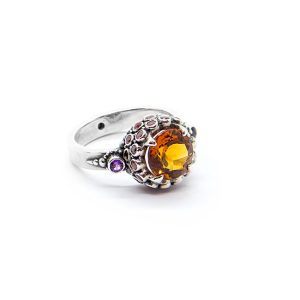 Citrine Chalice Ring with Orange Sapphire Set in Sterling Silver - DHB246
