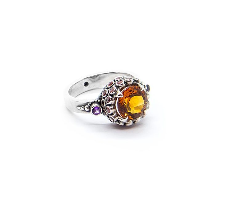 Citrine Chalice Ring with Orange Sapphire Set in Sterling Silver – DHB246