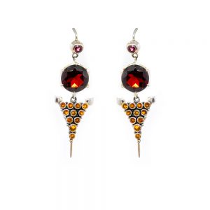 Garnet Agni Earring with Citrine and Rodalite Garnet Set in Sterling Silver - bn212