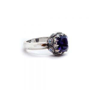 Iolite Crown Ring with Aquamarine and Amethyst Set in Sterling Silver- DHB259
