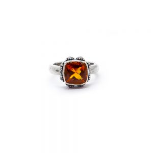 Citrine Ring with Orange Sapphire Set in Sterling Silver- DHB266 UK