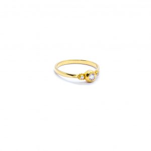 Diamond Plain Ring Set in 22ct Gold, and 18ct Gold Band- DHB277