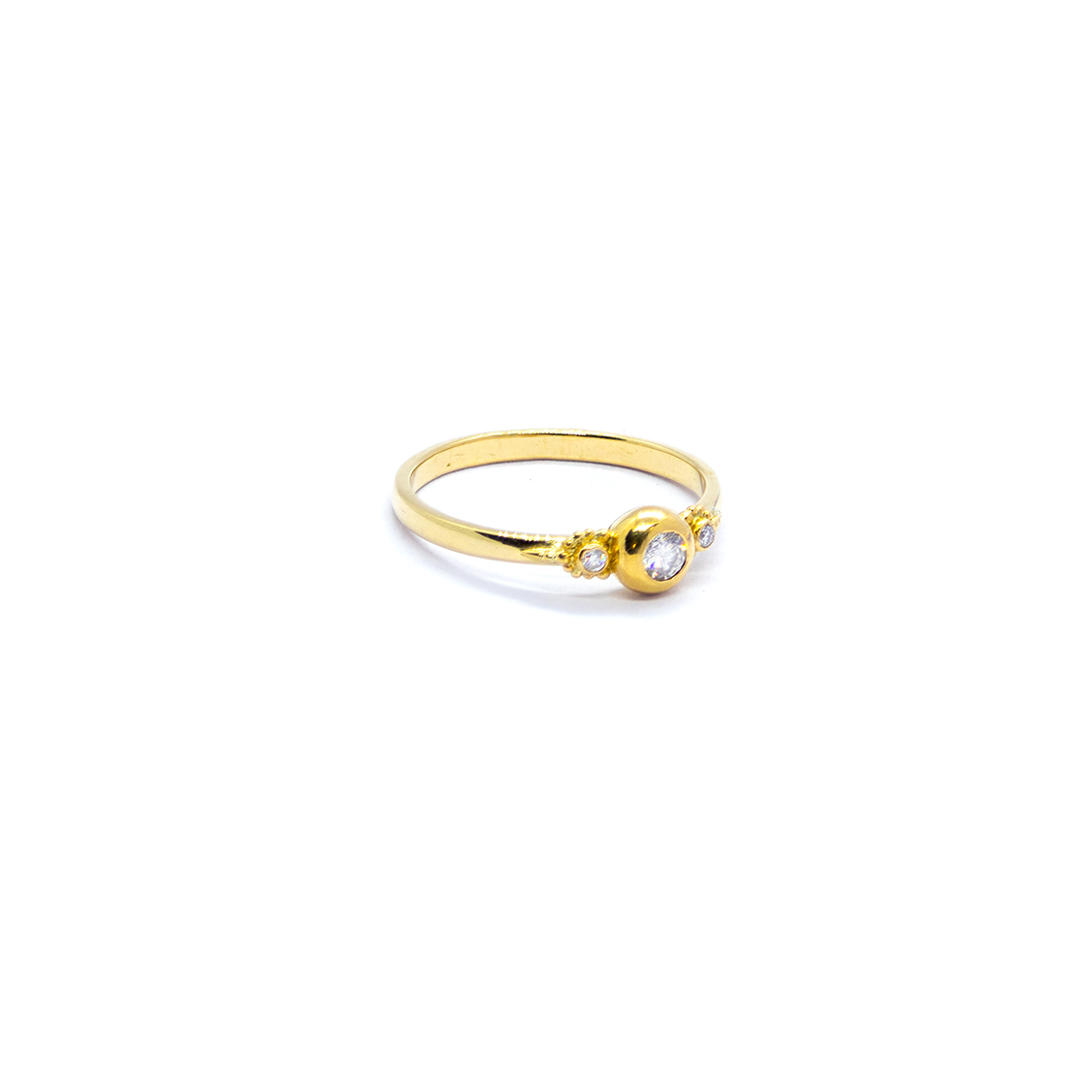 Diamond Plain Ring Set in 22ct Gold, and 18ct Gold Band- DHB277