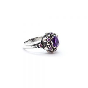 Amethyst Seaflower Ring with Rodalite Garnet Set in Sterling Silver- DHB298 UK