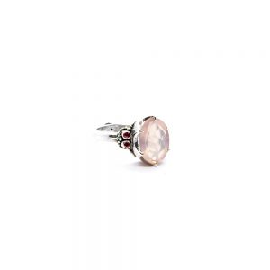 Rose Quartz Crown Ring with Rubies and Pink Tourmaline Set in Sterling Silver- DP100 UK