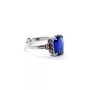 Kayanite Crown Ring with Pink Tourmaline Set in Sterling Silver - DP75