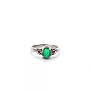 Emerald Crown Ring with Rubies Set in Sterling Silver- KM128 UK