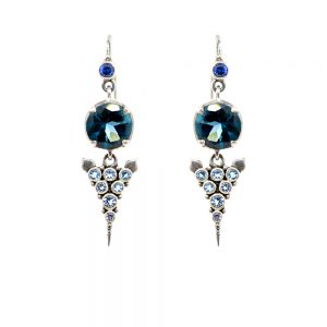 Blue Topaz Agni earrings with Aquamarine and Blue Sapphire set in Sterling Silver - bn213