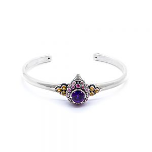 Amethyst Bangle with Rubies and Citrine Set in Sterling Silver- KM140
