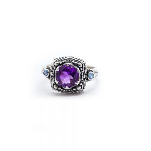 Amethyst Dawn Ring with Blue Topaz Set in Sterling Silver- KM150 UK