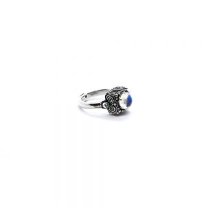 Moonstone Dawn Ring with Aquamarine and Amethyst Set in Sterling Silver- KM152 UK