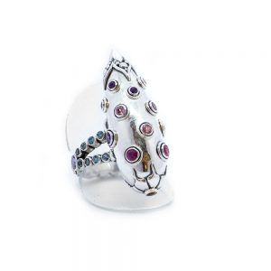 Citrine Silver Ring with Mixed Stones- S706
