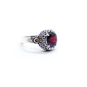 Garnet chalice ring with orange sapphire, citrine and aquamarine set in sterling silver DHB250