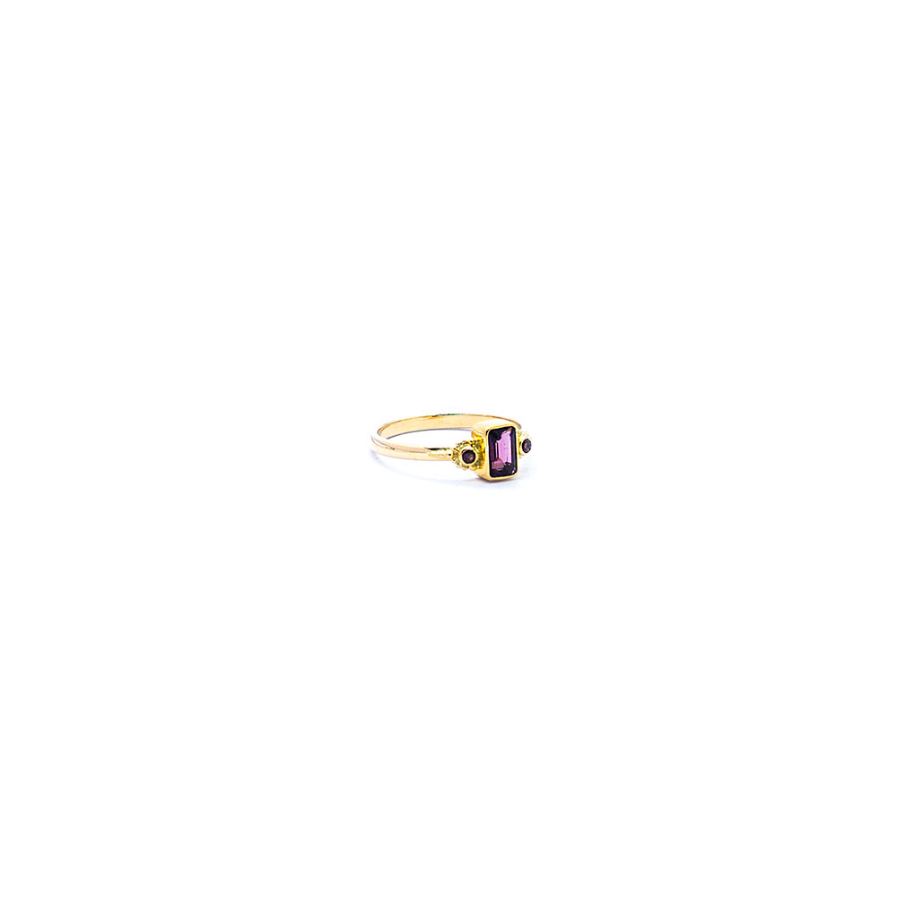 Pink tourmaline treasure ring with orange sapphire set in 22ct gold DHB282