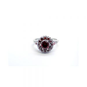 Garnet chalice ring with pink tourmaline set in sterling silver DHB319