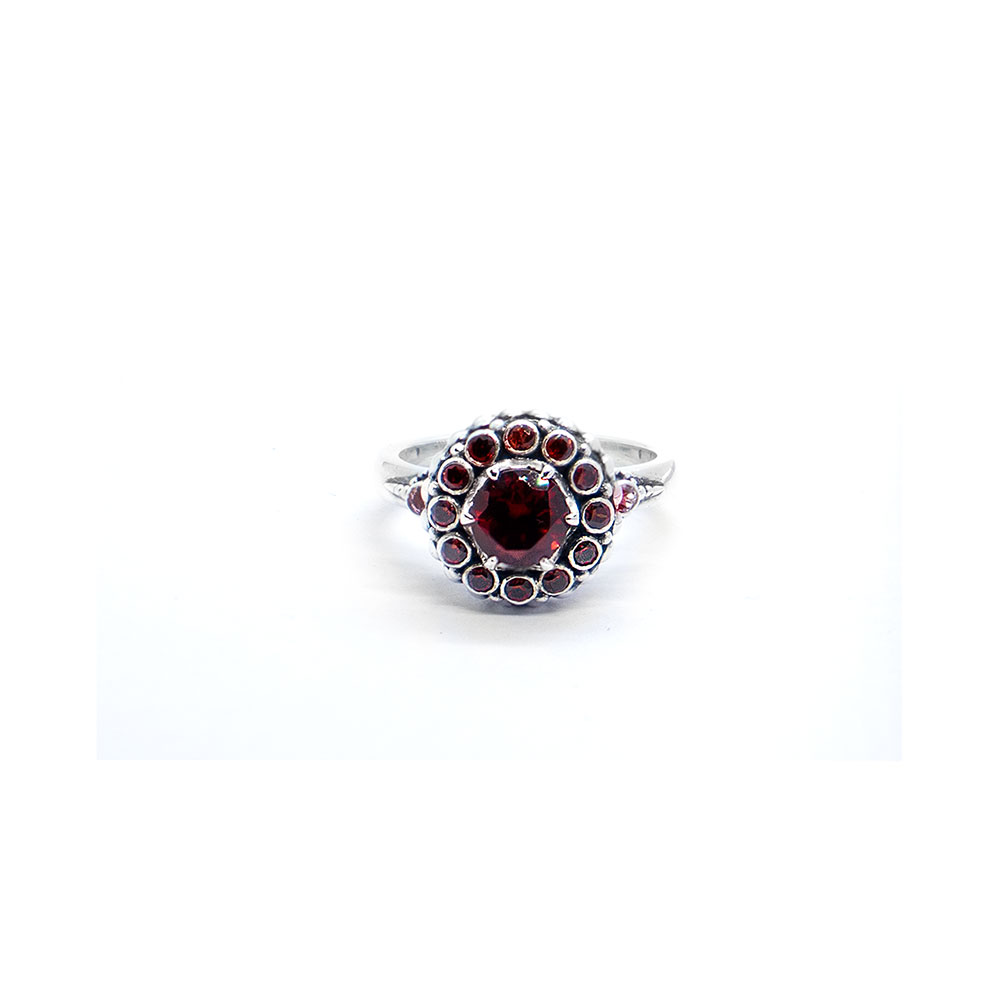 Garnet chalice ring with pink tourmaline set in sterling silver DHB319