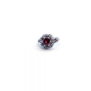 Garnet seaflower ring with pink tourmaline, orange sapphire and rodalite garnet set in sterling silver DHB321