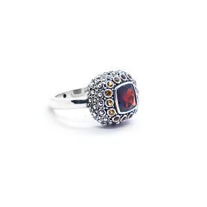 Garnet mystic ring with citrine and garnet set in sterling silver DHB346